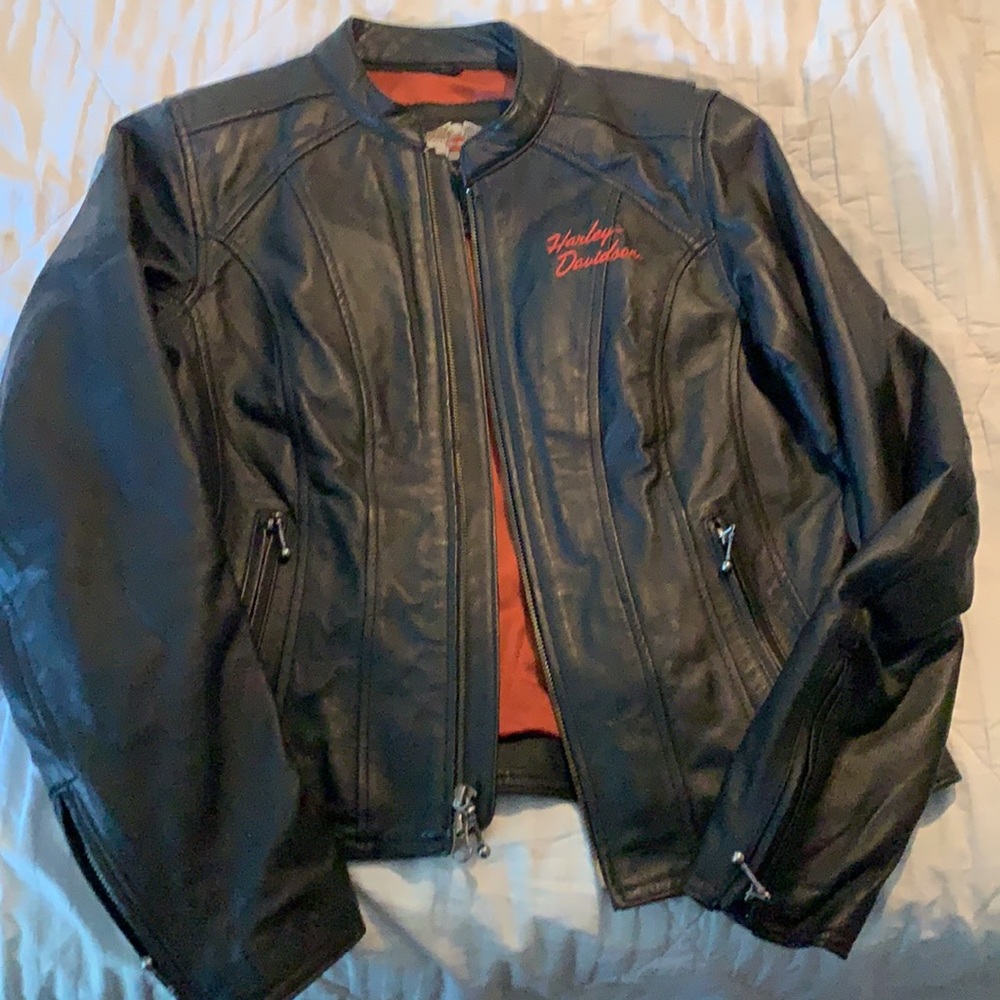 Harley Davidson Black Leather Riding Jacket - Picture 10 of 10